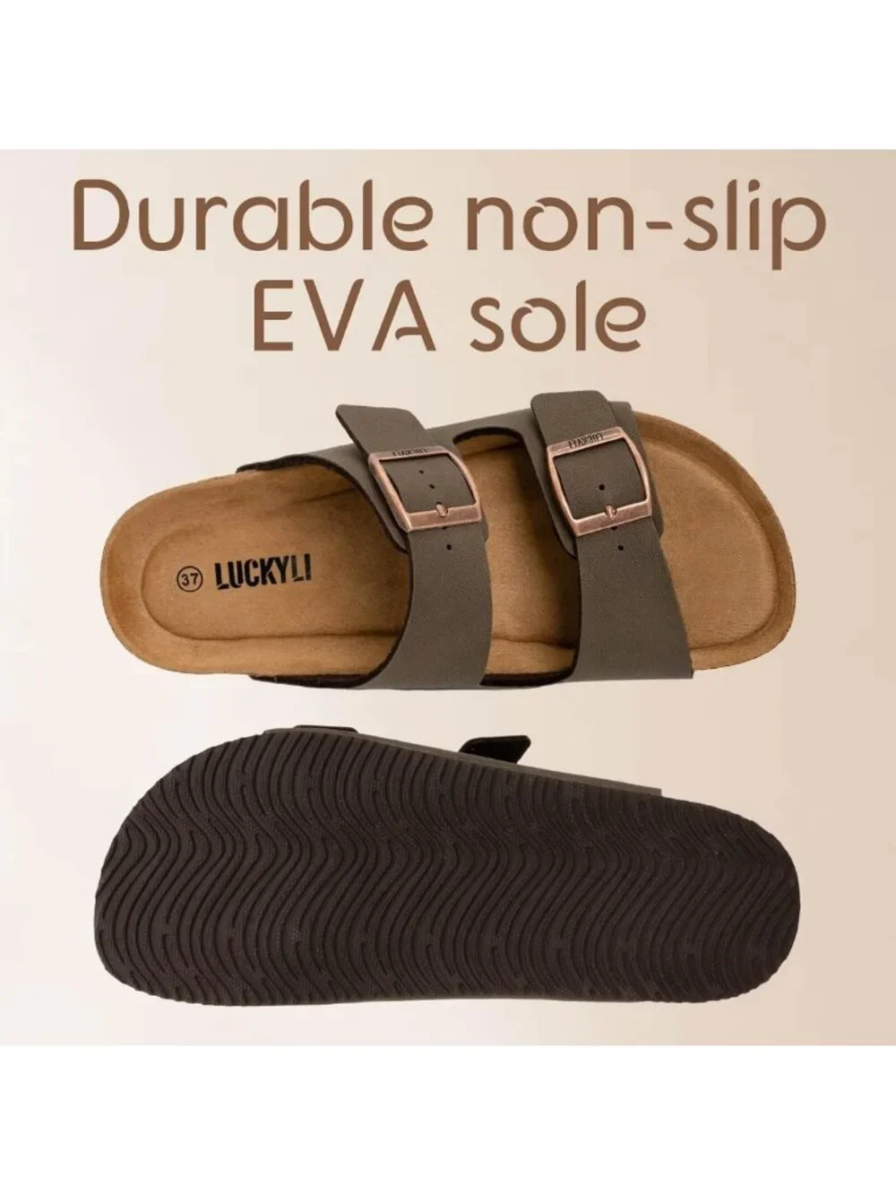 Kids Cork Footbed Slide Sandals with Adjustable Straps | Non-Slip Summer